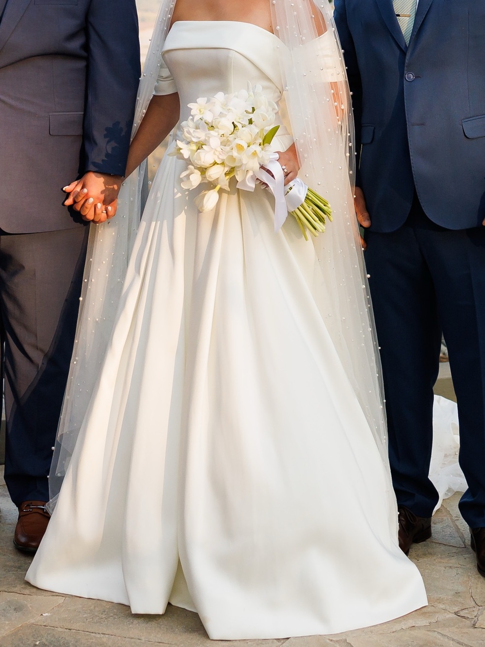 Rosa Clara Off-White Bridal Ball Gown with Veil (peal embroidered)